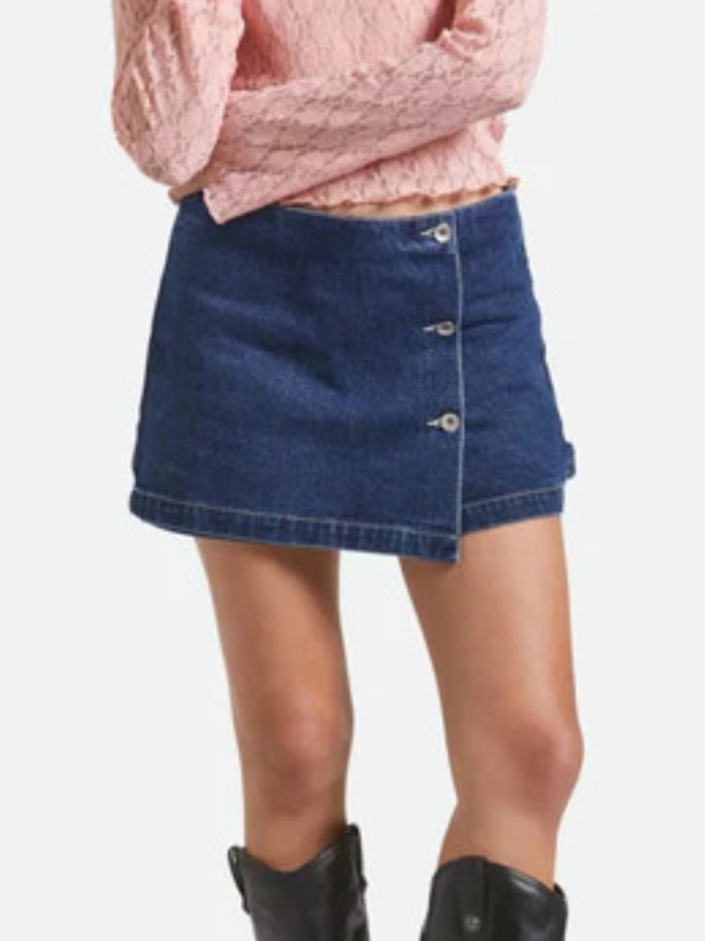 Brixton Wrap Skort-Rinse Denim